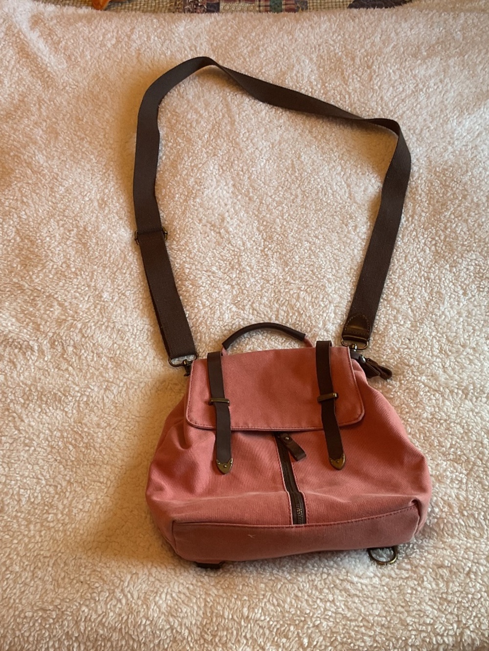 Acacia pink denim and leather purse